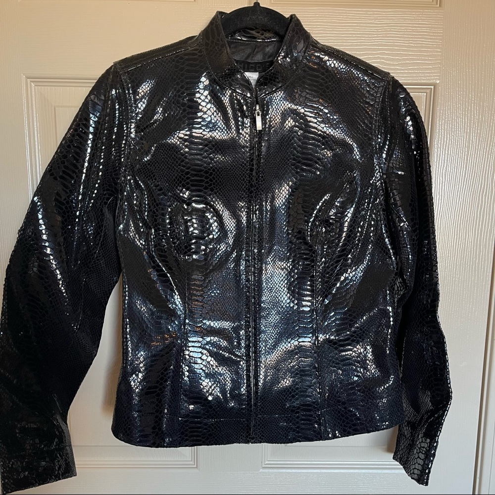 Chicos Leather snakeskin embossed Jacket